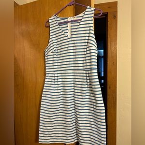 Blue and white striped sleeveless dress. Size Large.
